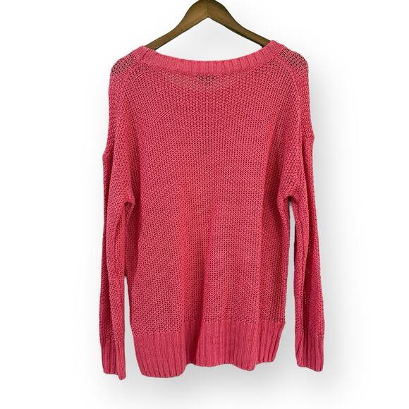 J.Crew Beach Linen Crewneck Open Knit Pullover Sweater Cover Up Pink Size M - Picture 6 of 8